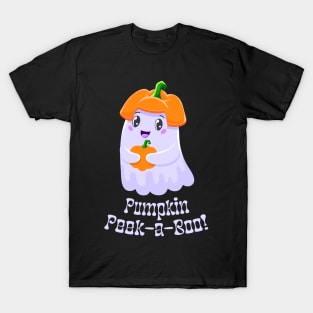 Pumpkin Peek-a-Boo! - Playful Ghost Halloween T-Shirt